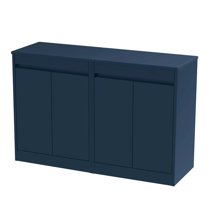 Havana 1200mm Floor Standing 4 Door Vanity Unit & Worktop - Midnight Blue Satin