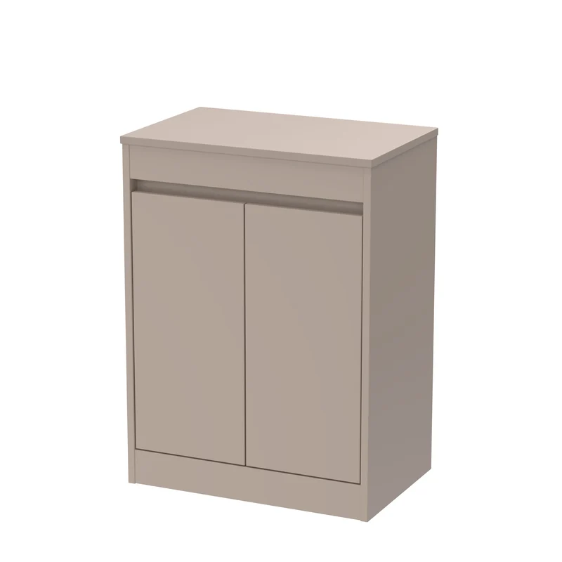 Havana 600mm Floor Standing 2 Door Vanity Unit & Worktop - Soft Linen Satin