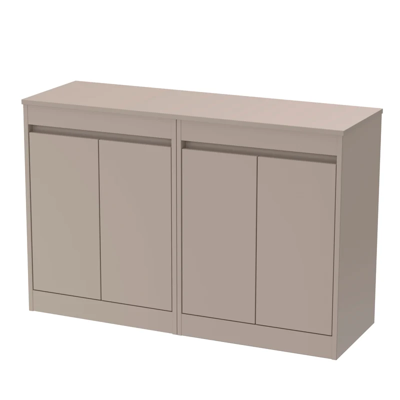 Havana 1200mm Floor Standing 4 Door Vanity Unit & Worktop - Soft Linen Satin