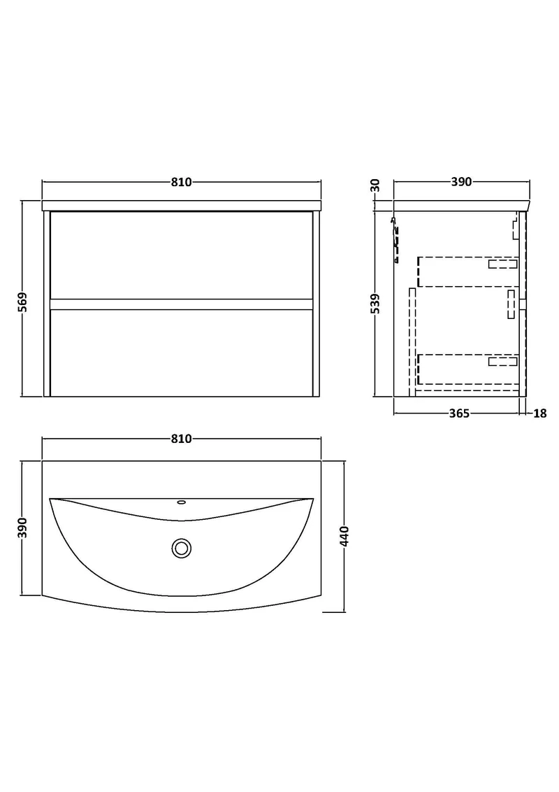 Havana 800mm Wall Hung 2 Drawer Vanity Unit With Curved Ceramic Basin - Soft Linen Satin