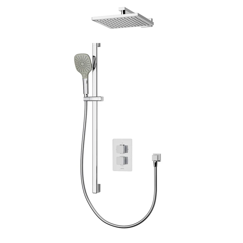 Aqualisa Dream Concealed Thermostatic Mixer Dual Outlet With Adj Kit & Wall Fixed Head - Square