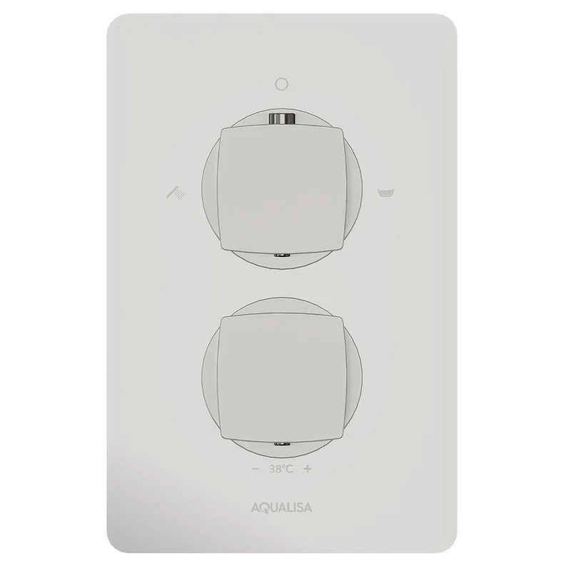 Aqualisa Dream Concealed Thermostatic Mixer Dual Outlet With Adj Kit & Wall Fixed Head - Square