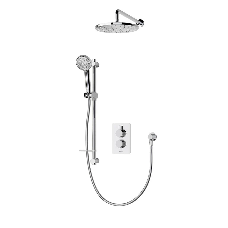 Aqualisa Dream Concealed Thermostatic Mixer Dual Outlet With Adj Kit & Wall Fixed Head - Round