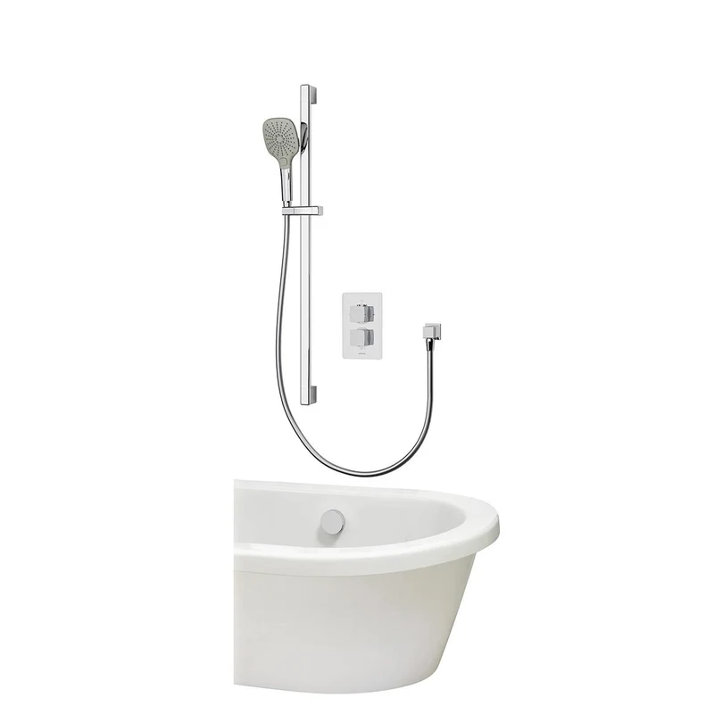 Aqualisa Dream Concealed Thermostatic Mixer Dual Outlet With Adj Kit & Bath Fill - Square
