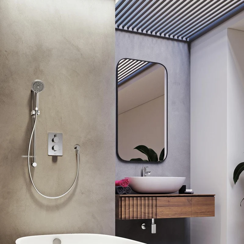 Aqualisa Dream Concealed Thermostatic Mixer Dual Outlet With Adj Kit & Bath Fill - Round