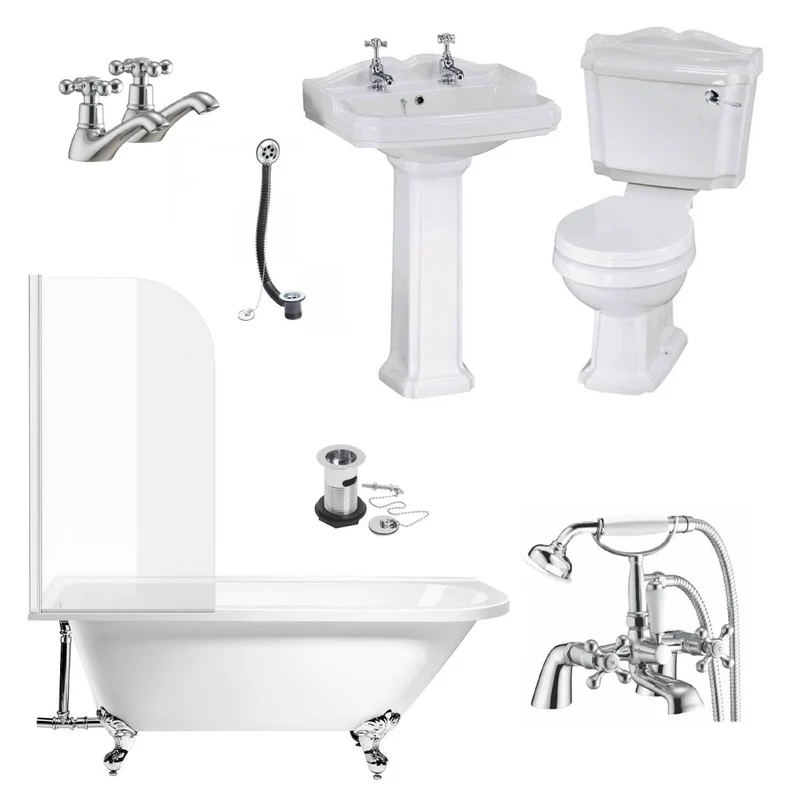 Legend Traditional Freestanding Shower Bath Suite - Left Hand