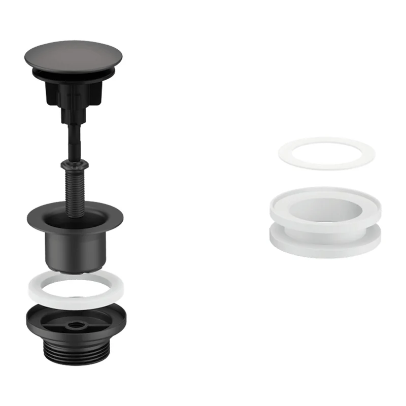 McAlpine 1¼" x 60mm Polished Stainless Steel Flange,Spring Loaded Mushroom Plug Multi Function Basin Waste - Matt Black