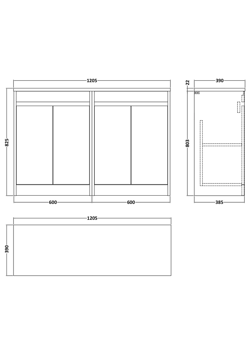 Havana 1200mm Floor Standing 4 Door Vanity Unit With Bellato Grey Laminate Worktop - Smoked Red Satin