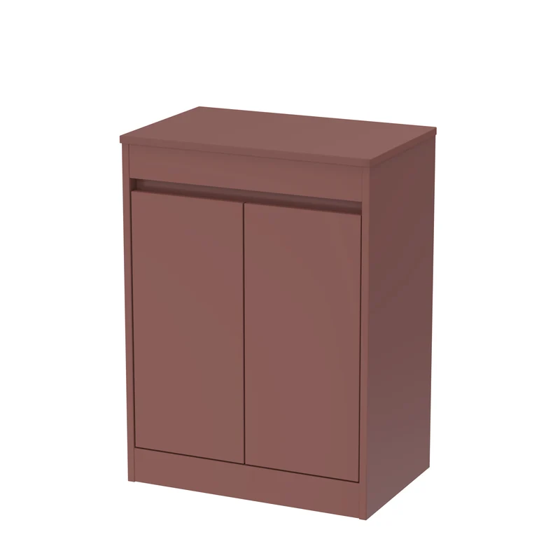 Havana 600mm Floor Standing 2 Door Vanity Unit & Worktop - Smoked Red Satin