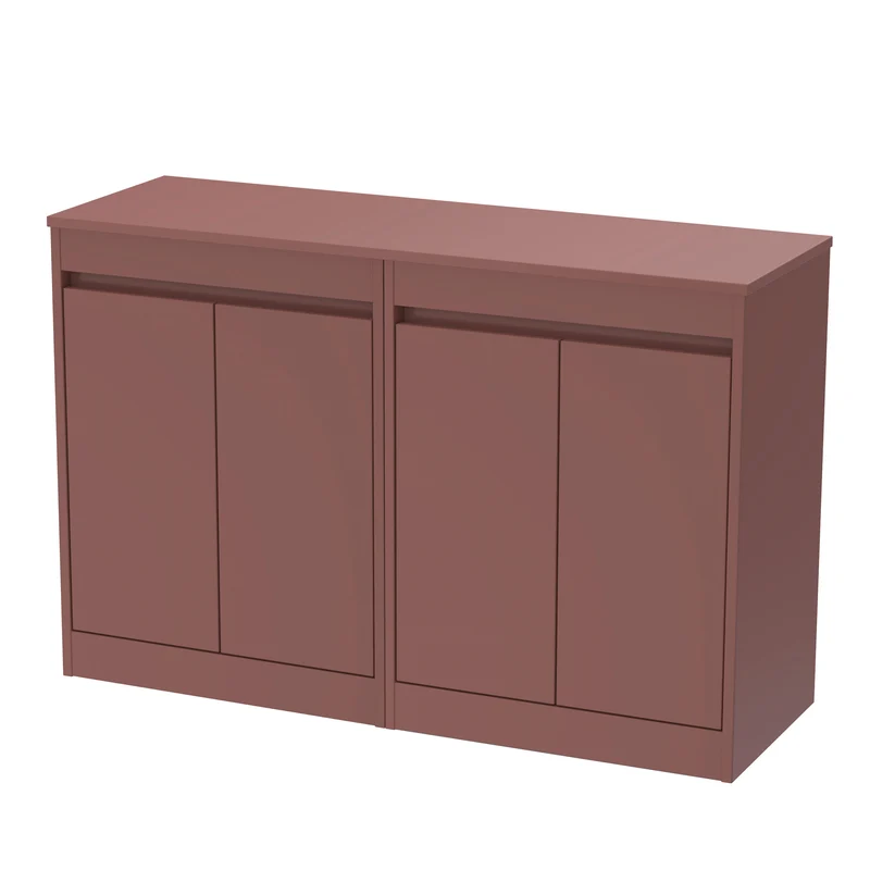 Havana 1200mm Floor Standing 4 Door Vanity Unit & Worktop - Smoked Red Satin