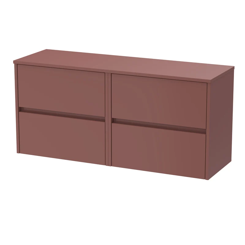 Havana 1200mm Wall Hung 4 Drawer Vanity Unit & Worktop - Smoked Red Satin