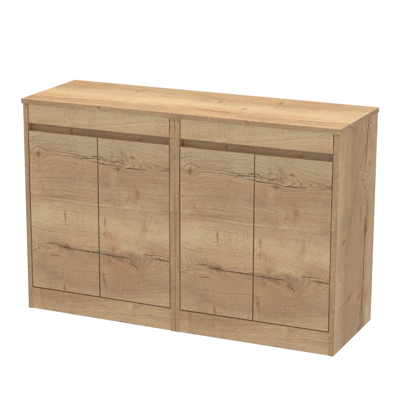 Havana 1200mm Floor Standing 4 Door Vanity Unit & Worktop - Autumn Oak Woodgrain