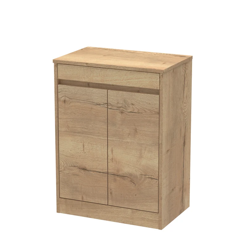 Havana 600mm Floor Standing 2 Door Vanity Unit & Worktop - Autumn Oak Woodgrain