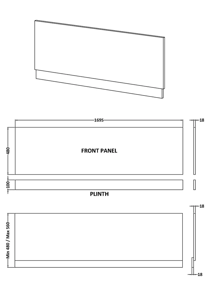 1700mm Bath Front Panel - Soft Linen Satin