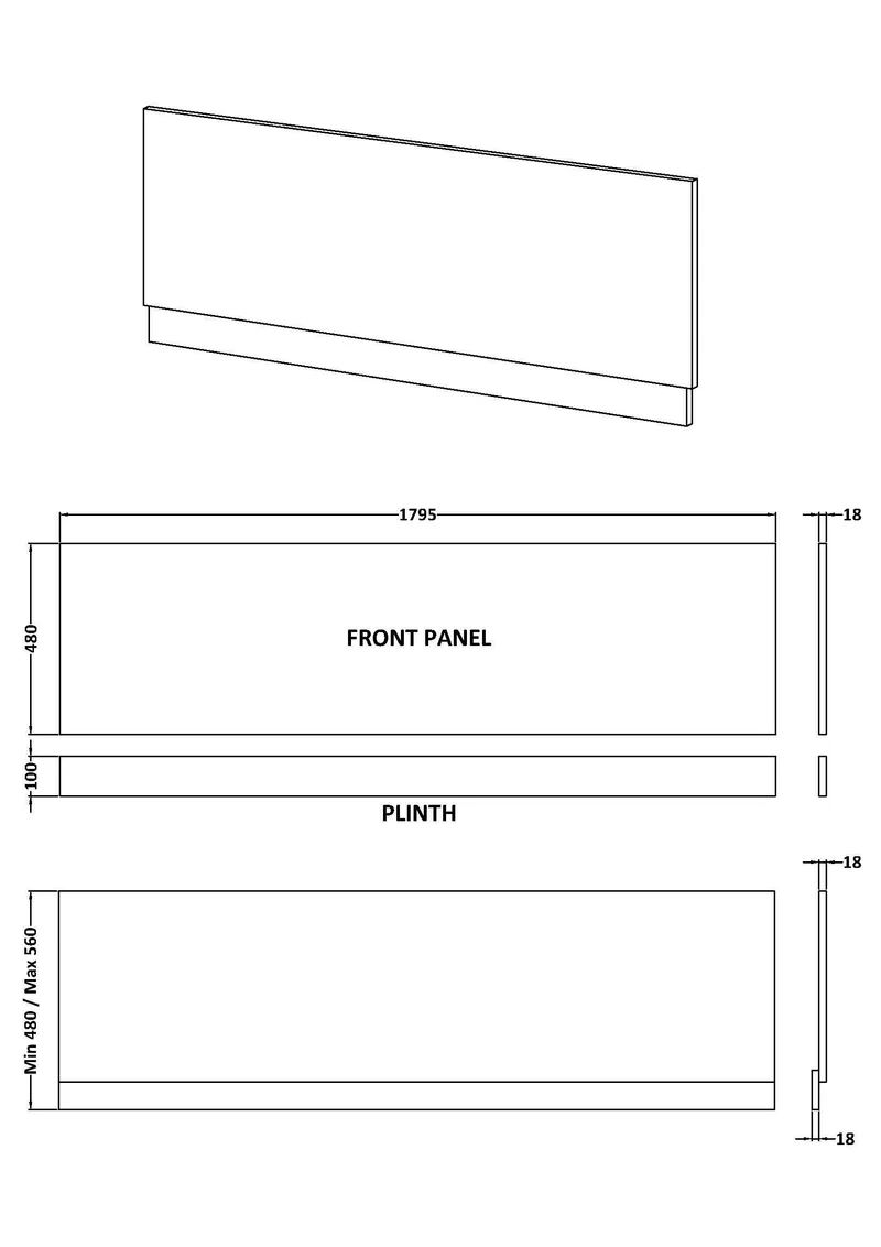 1800mm Bath Front Panel - Soft Linen Satin