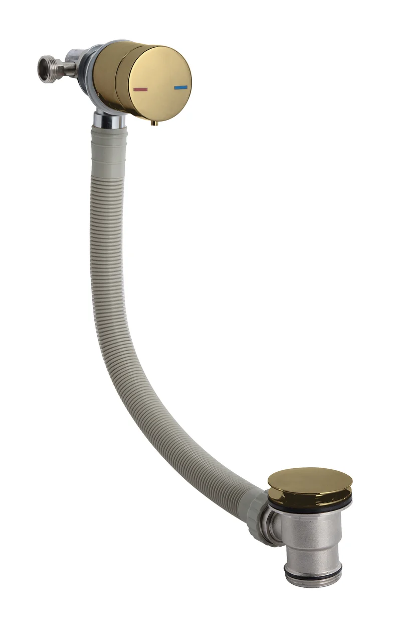 Lana Brushed Brass Freeflow Bath Filler With Built In Control