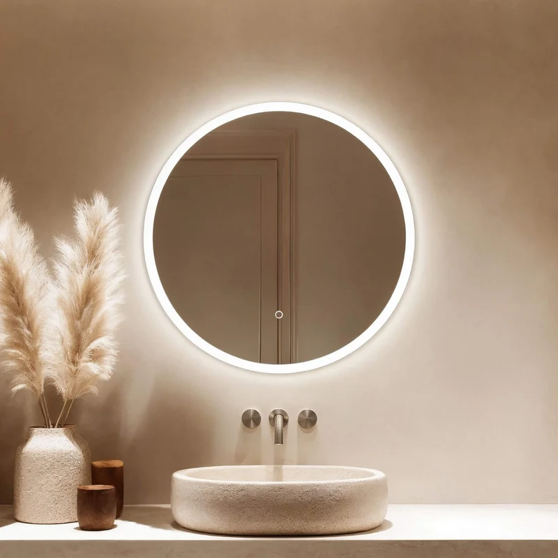 Cleo Round Illuminated Mirror 60cm with Adjustable Dotless Lighting and Demister