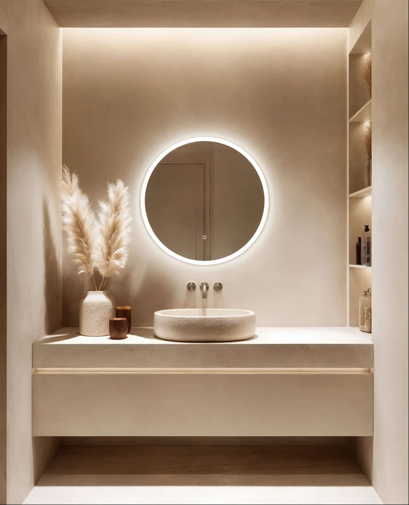 Cleo Round Illuminated Mirror 60cm with Adjustable Dotless Lighting and Demister