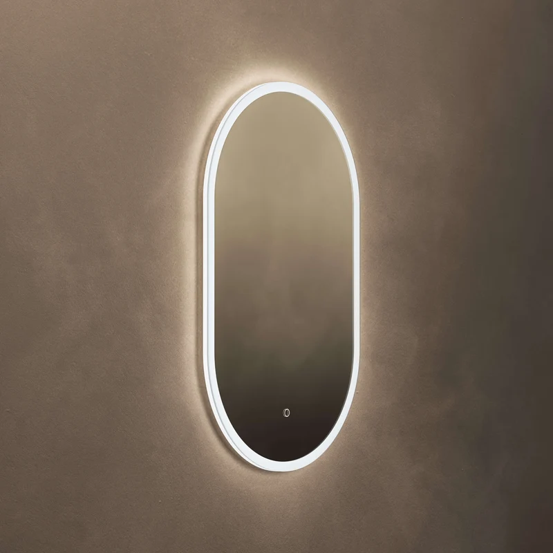 Cleo Capsule Illuminated Mirror 50 x 80cm with Adjustable Dotless Lighting and Demister