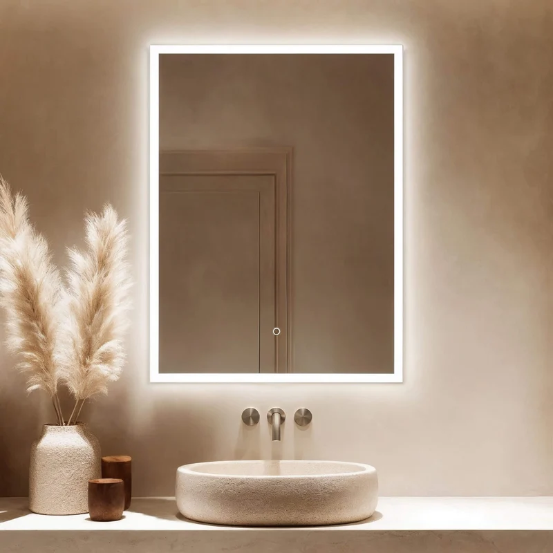 Cleo Rectangular Illuminated Mirror 60 x 80cm with Adjustable Dotless Lighting and Demister