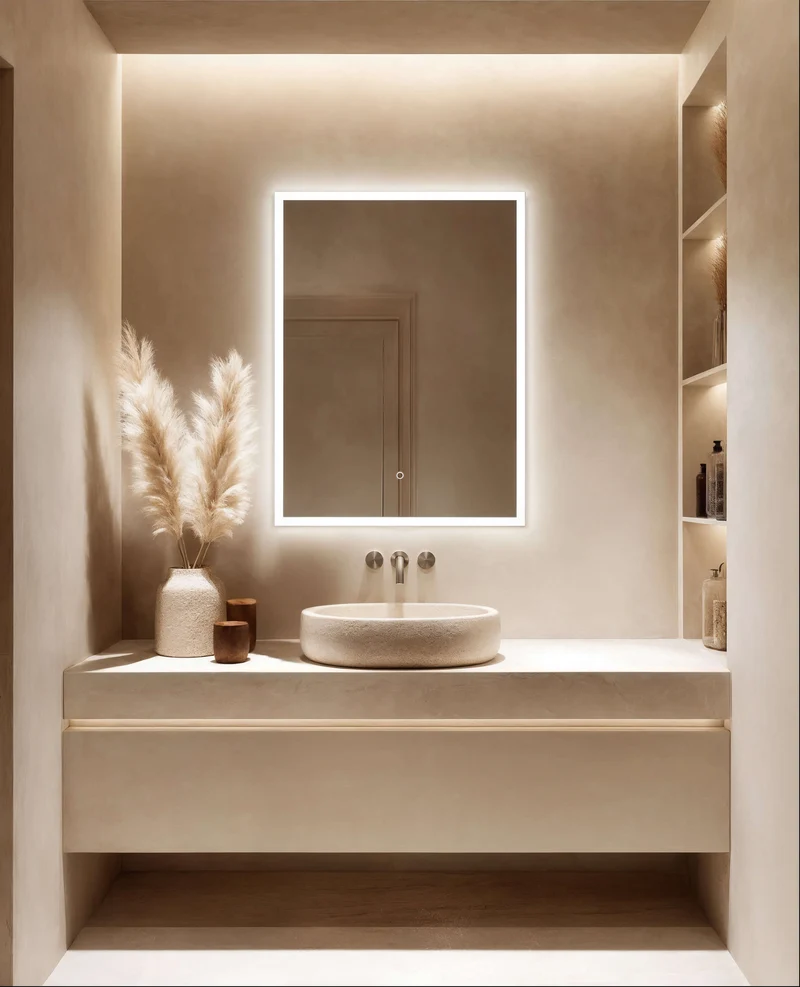 Cleo Rectangular Illuminated Mirror 60 x 80cm with Adjustable Dotless Lighting and Demister