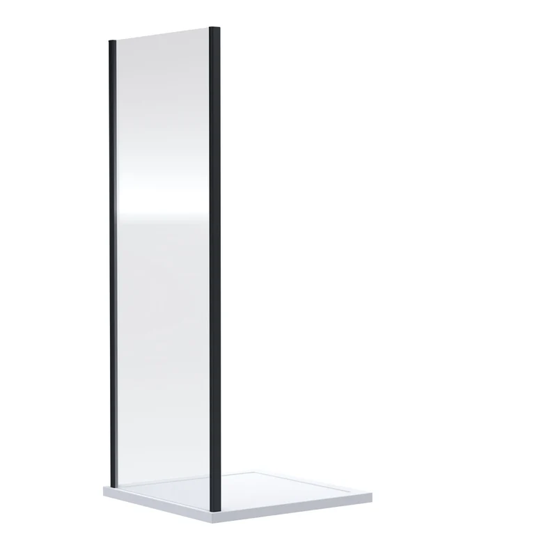 Porto Matt Black 6mm Pivot Shower Door With Slate Effect Stone Resin Tray & Waste