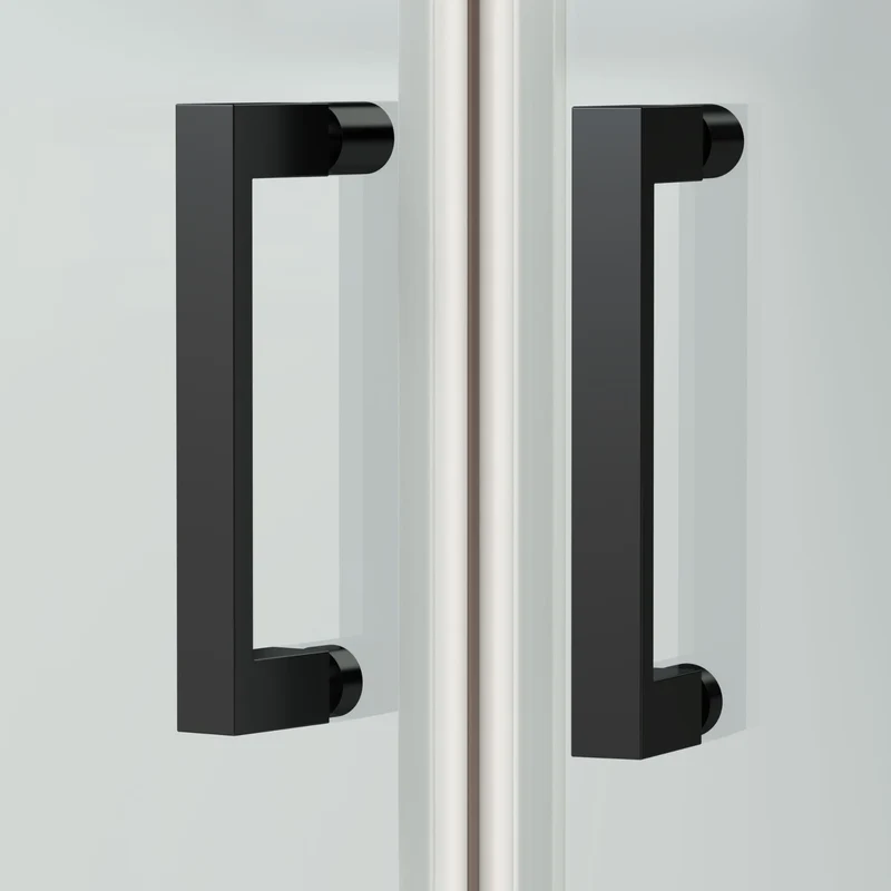 Porto Matt Black 6mm Pivot Shower Door With White Stone Resin Tray & Waste