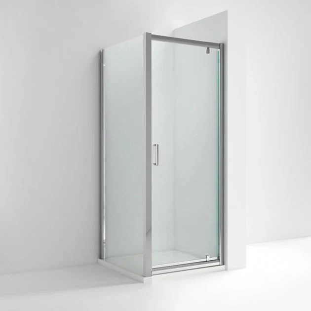 Porto Chrome 6mm Pivot Shower Door With Slate Effect Stone Resin Tray & Waste