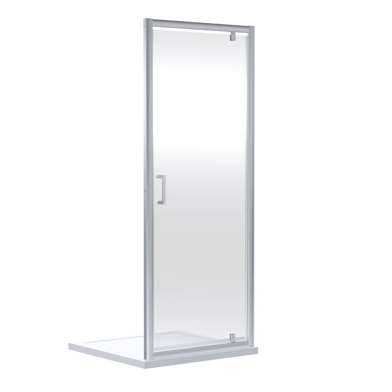 Porto Chrome 6mm Pivot Shower Door With Slate Effect Stone Resin Tray & Waste