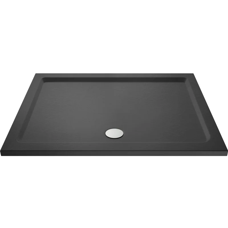 Porto Brushed Brass 6mm Sliding Shower Door With Slate Effect Stone Resin Tray & Waste