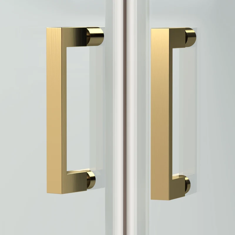 Porto Brushed Brass 6mm Sliding Shower Door With Slate Effect Stone Resin Tray & Waste