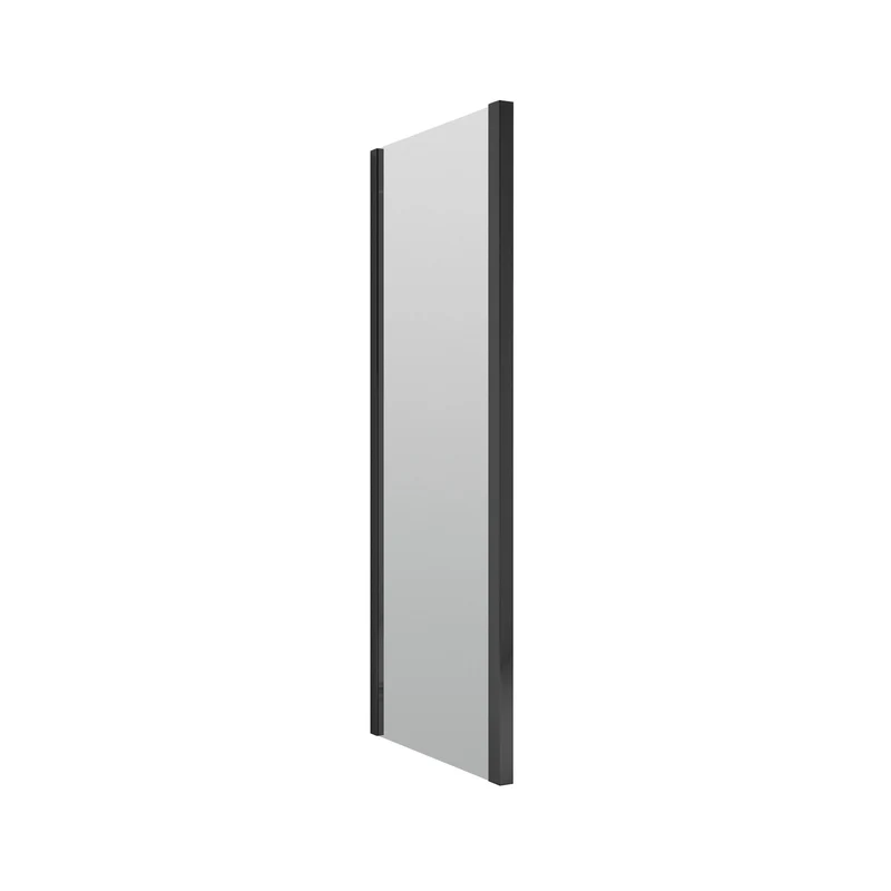 Porto Matt Black 6mm Sliding Shower Door With Slate Effect Stone Resin Tray & Waste