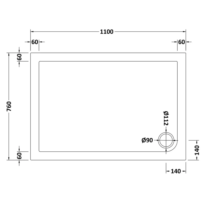 Porto Matt Black 6mm Sliding Shower Door With White Stone Resin Tray & Waste