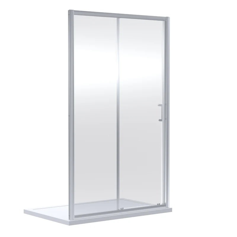 Porto Chrome 6mm Sliding Shower Door With Slate Effect Stone Resin Tray & Waste