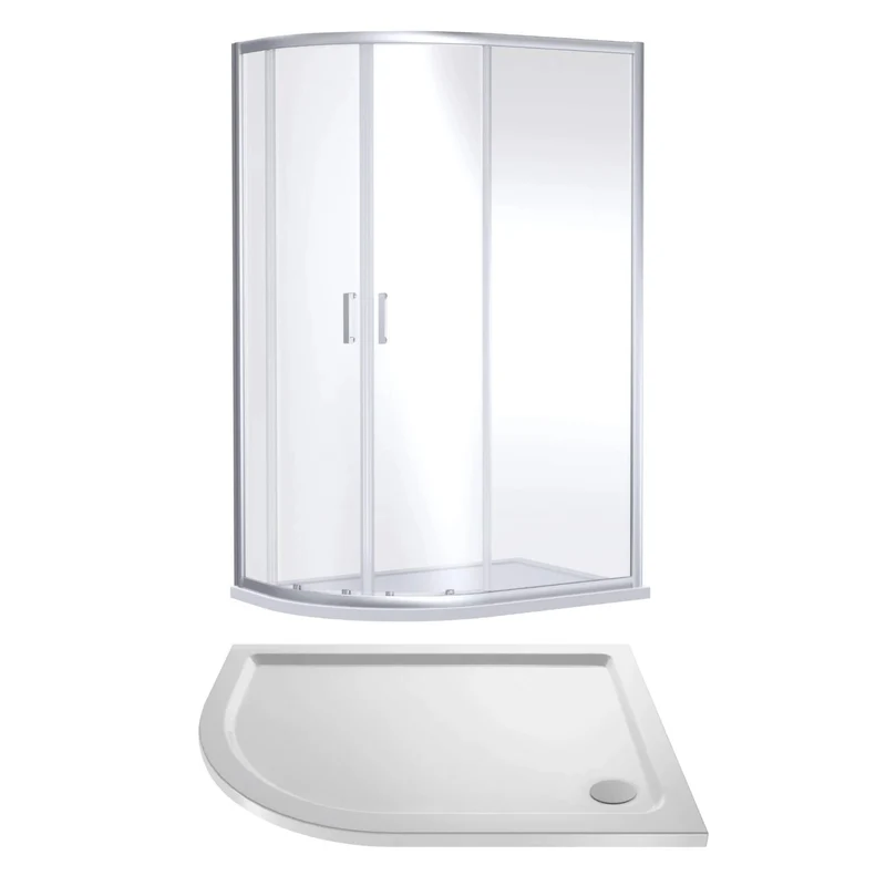 Porto Chrome 6mm Offset Quadrant Shower Enclosure With White Stone Resin Tray & Waste