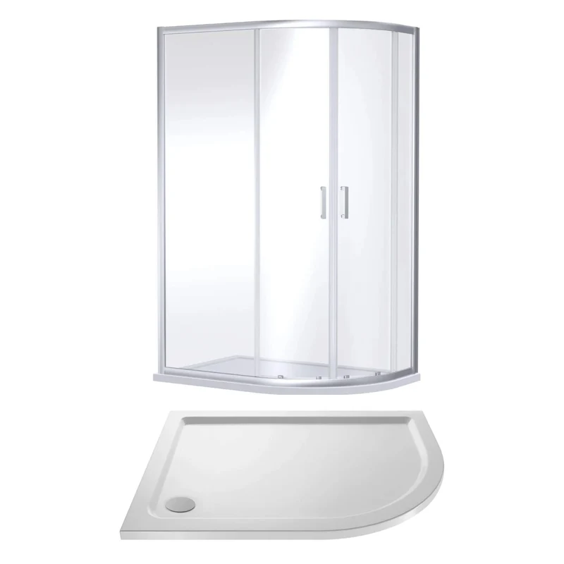 Porto Chrome 6mm Offset Quadrant Shower Enclosure With White Stone Resin Tray & Waste