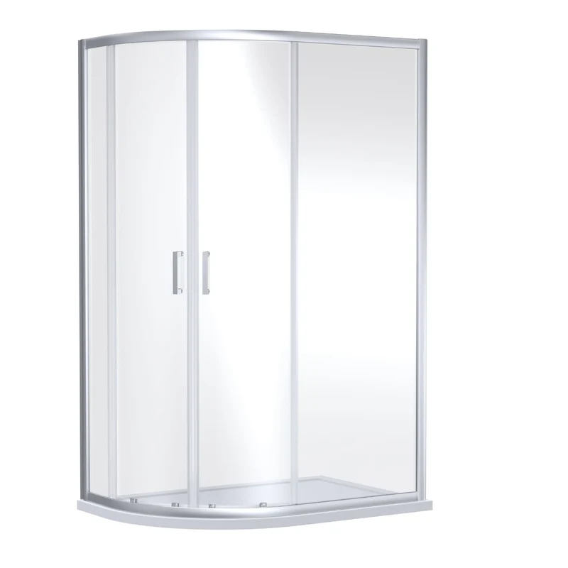 Porto Chrome 6mm Offset Quadrant Shower Enclosure With White Stone Resin Tray & Waste