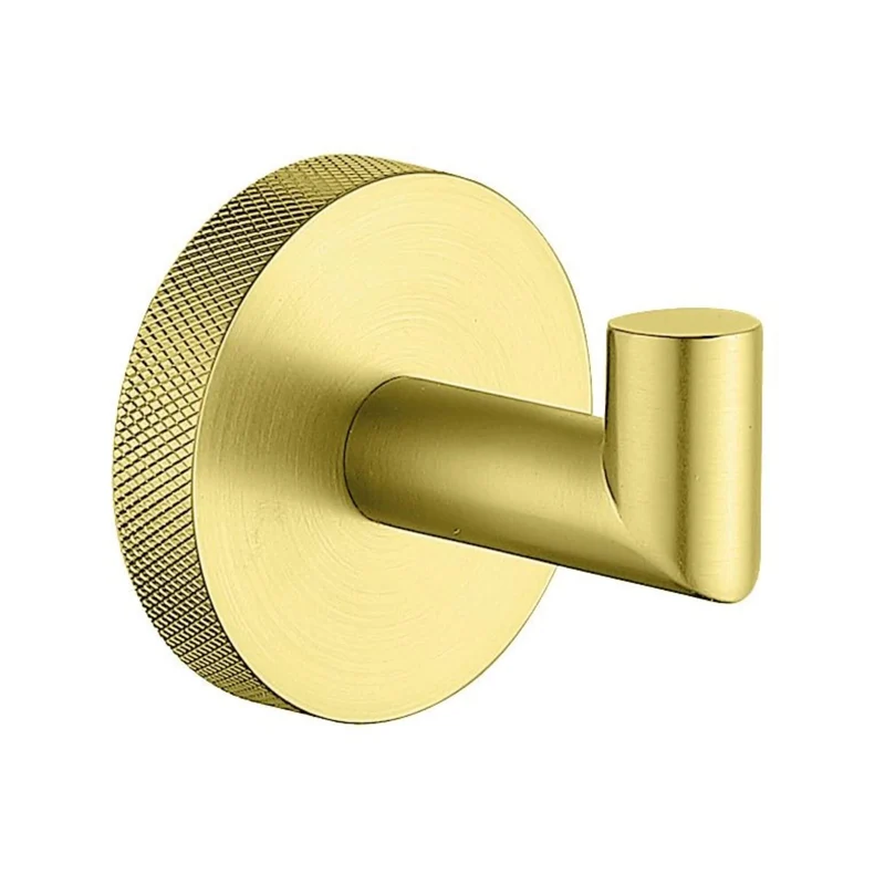 Lux Knurled Robe Hook - Brushed Brass