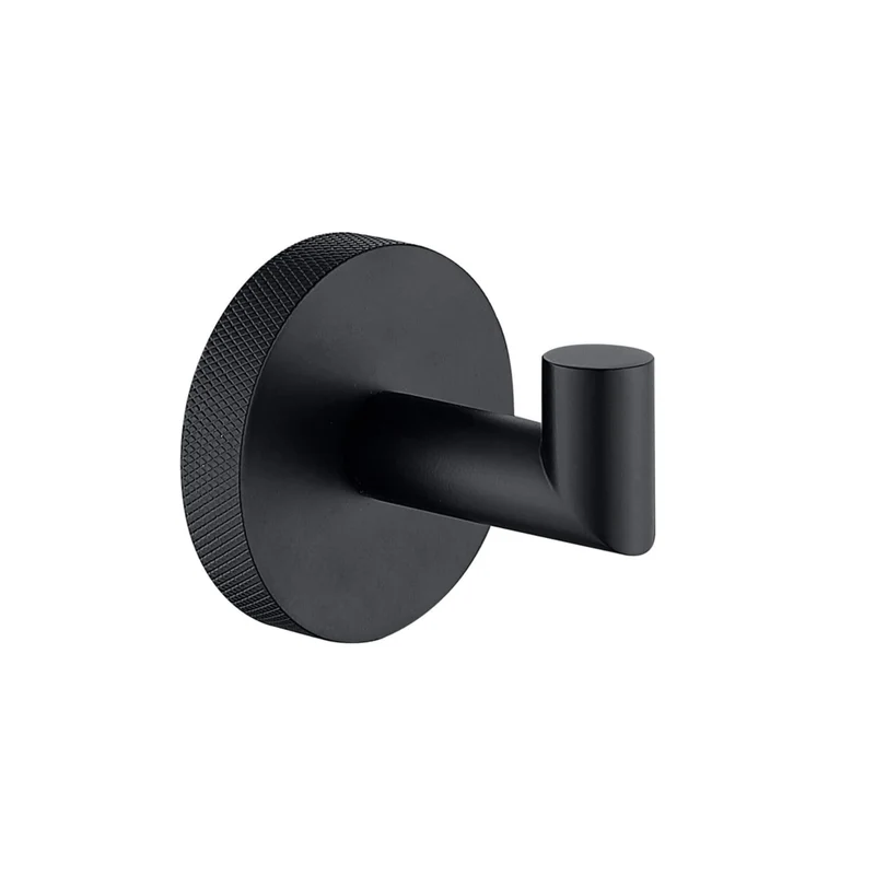 Lux Knurled Robe Hook - Matt Black