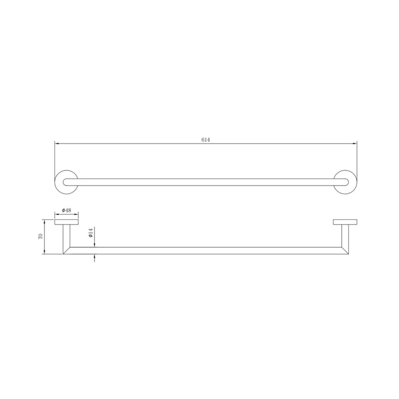 Lux Knurled Towel Rail 617mm - Matt Black