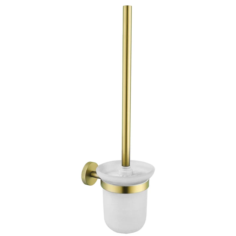 Lux Knurled Toilet Brush and Holder - Brushed Brass