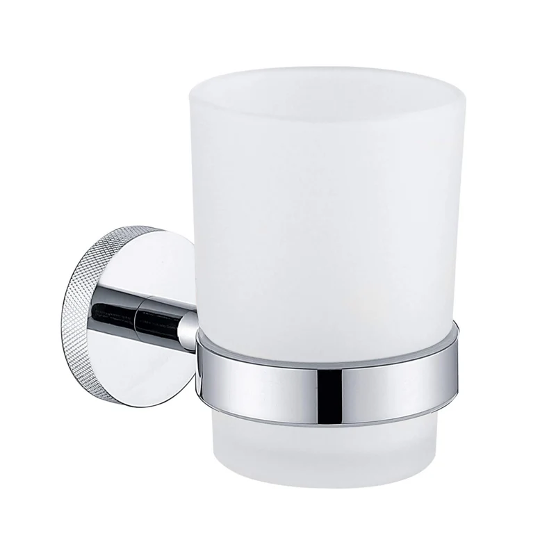 Lux Knurled Toothbrush Tumbler and Holder - Chrome