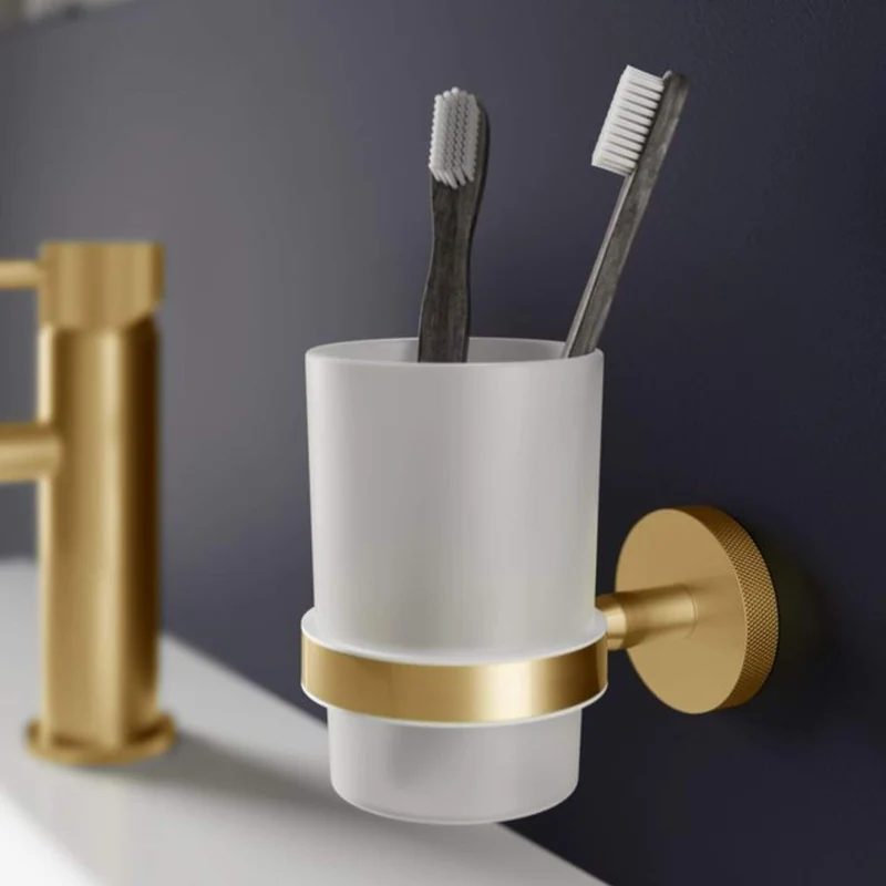 Lux Knurled Toothbrush Tumbler and Holder - Matt Black