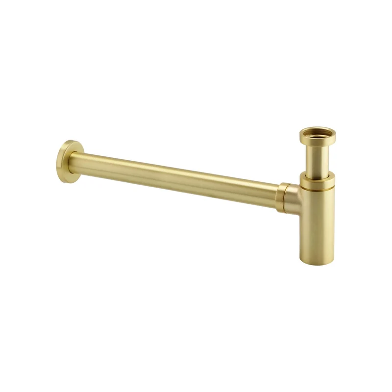 Lux Round Basin Bottle Trap - Brushed Brass