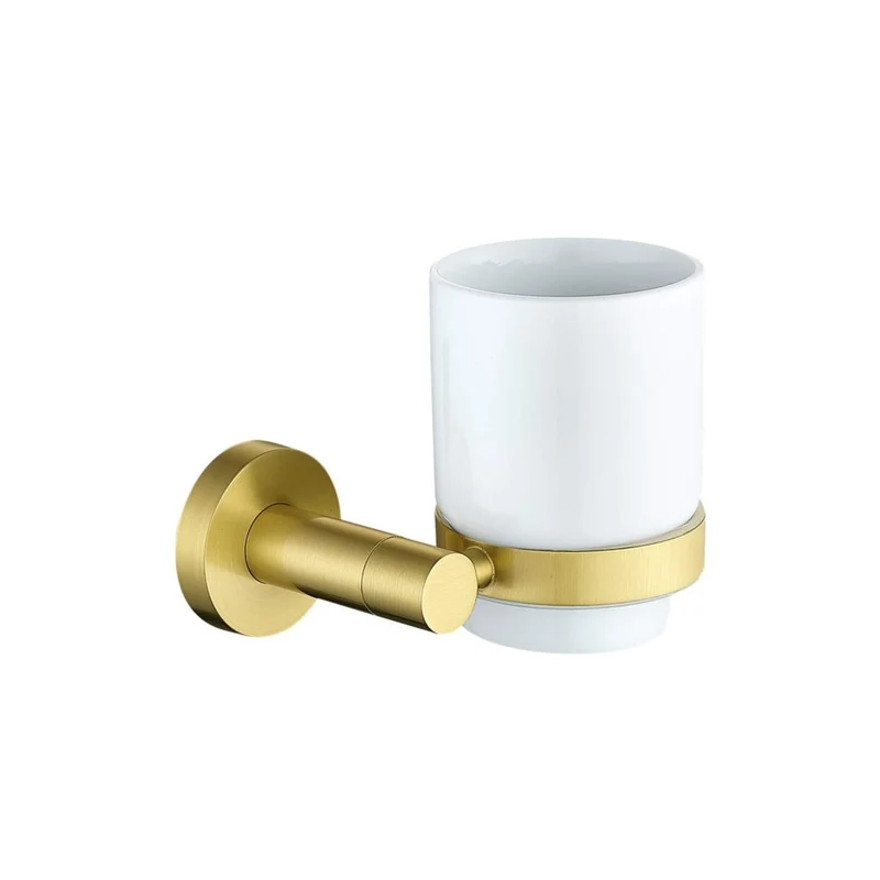 Capri Toothbrush Tumbler and Holder - Brushed Brass