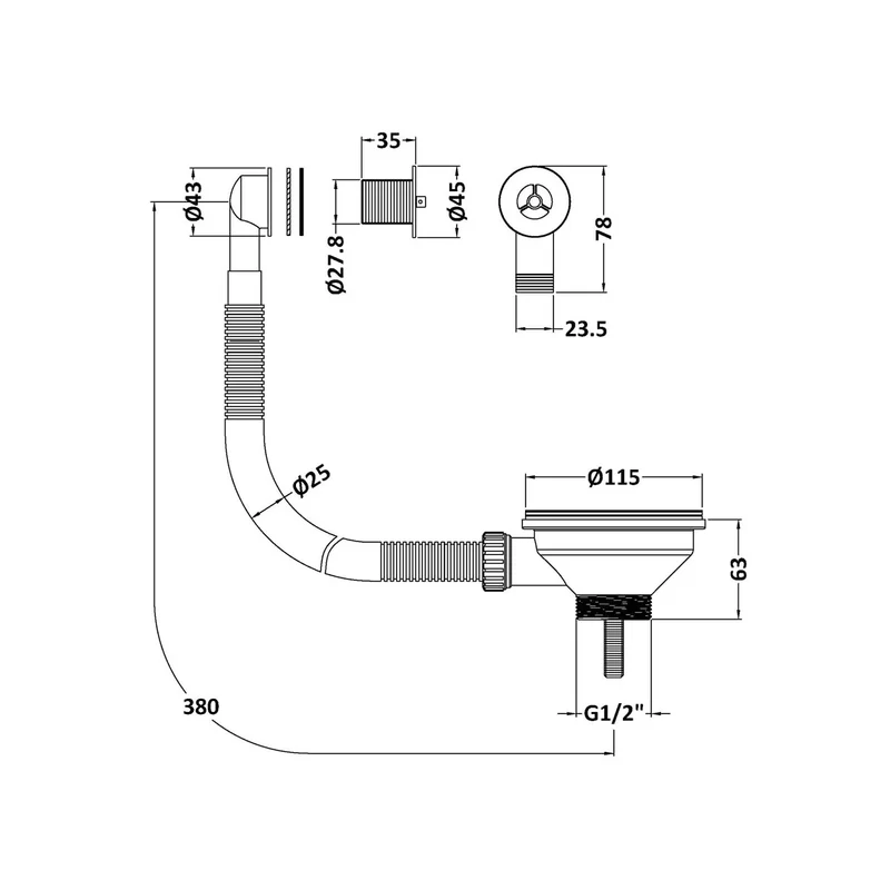 Nuie 90mm Basket Strainer with Round Overflow - Chrome