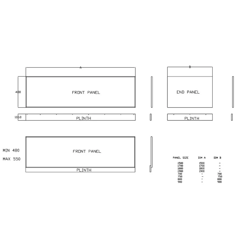 Halite 1900mm Front Bath Panel White Gloss