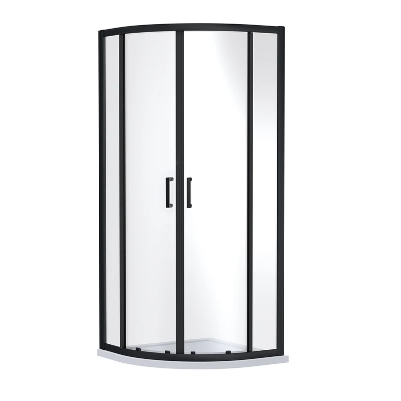 Porto Matt Black 6mm Quadrant Shower Enclosure With White Stone Resin Tray & Waste