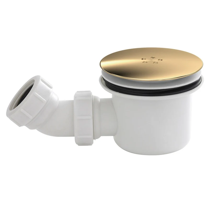 Porto Brushed Brass 6mm Quadrant Shower Enclosure With White Stone Resin Tray & Waste