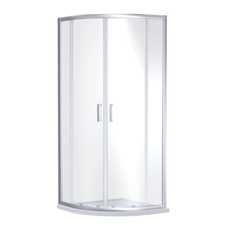 Porto Chrome 6mm Quadrant Shower Enclosure With Slate Effect Stone Resin Tray & Waste